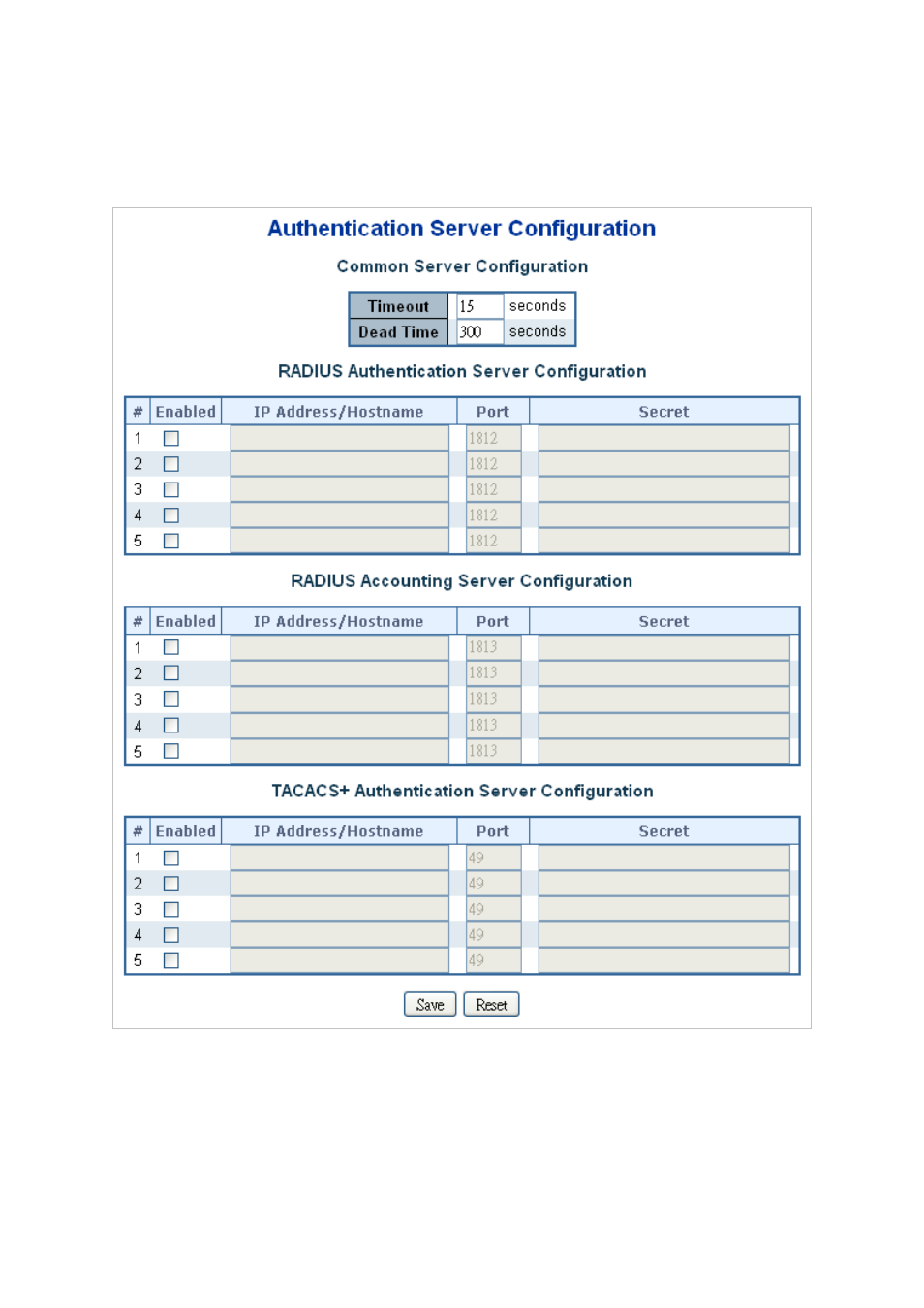 6 authentication server configuration | PLANET WGSW-20160HP User Manual | Page 256 / 563