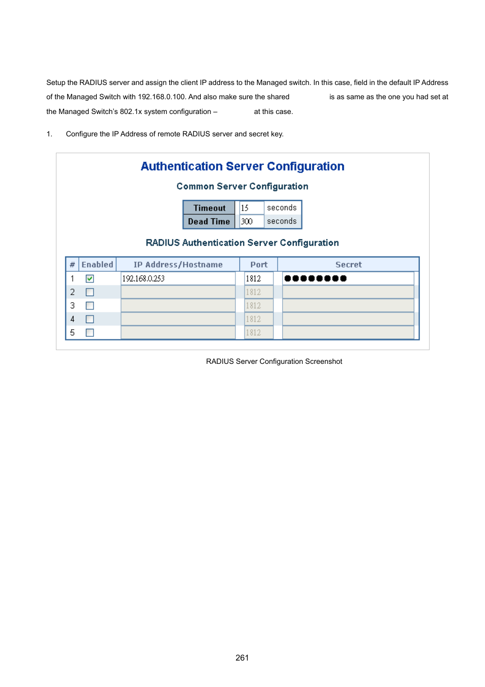 9 windows platform radius server configuration | PLANET WGSW-20160HP User Manual | Page 261 / 555