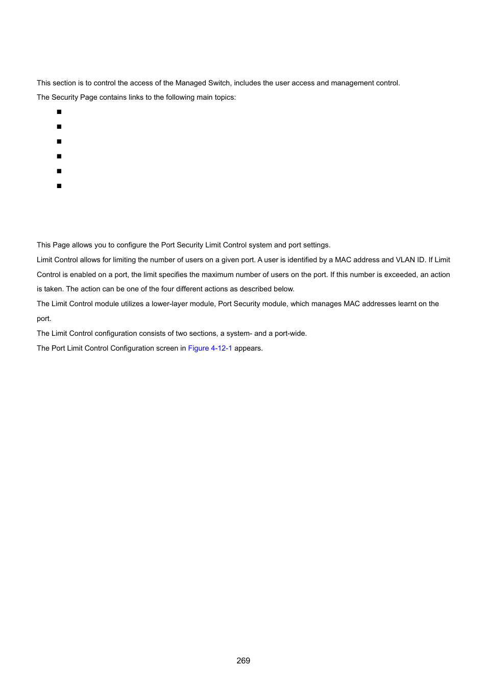 12 security, 1 port limit control | PLANET WGSW-20160HP User Manual | Page 269 / 555