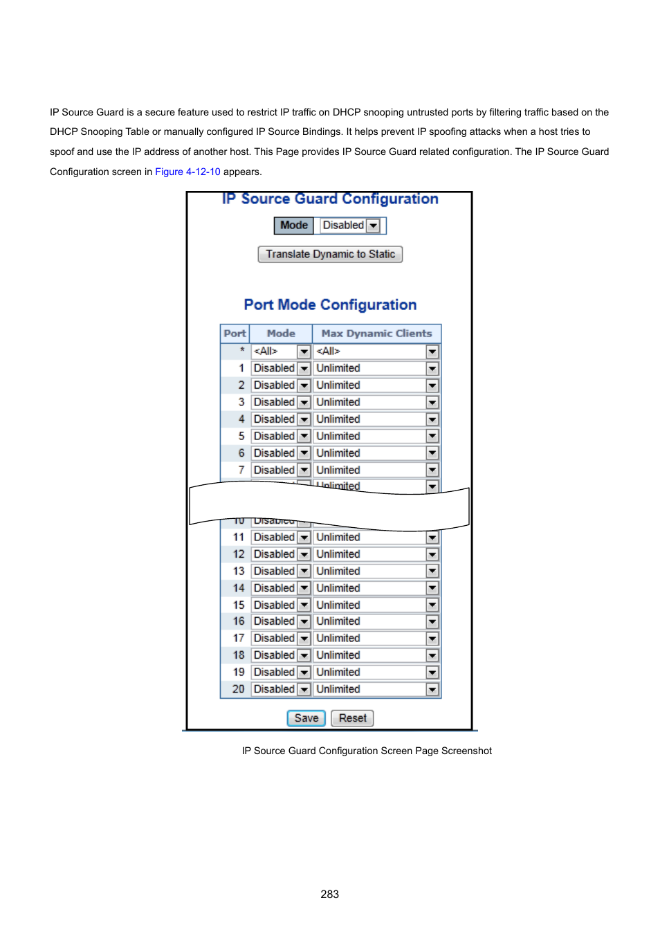 10 ip source guard configuration | PLANET WGSW-20160HP User Manual | Page 283 / 555