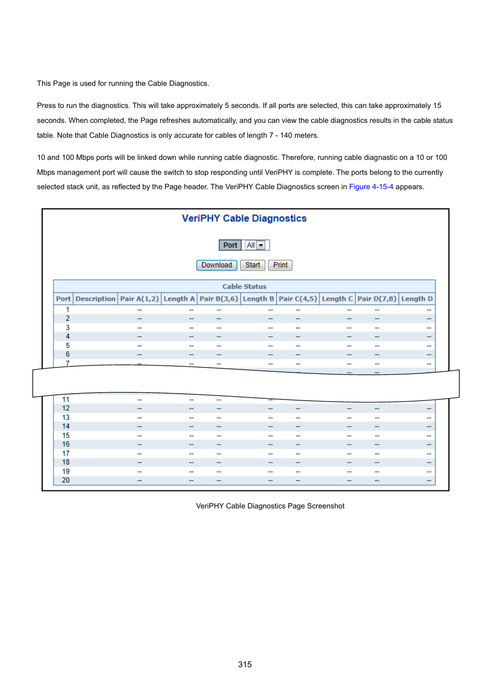 4 cable diagnostics | PLANET WGSW-20160HP User Manual | Page 315 / 555