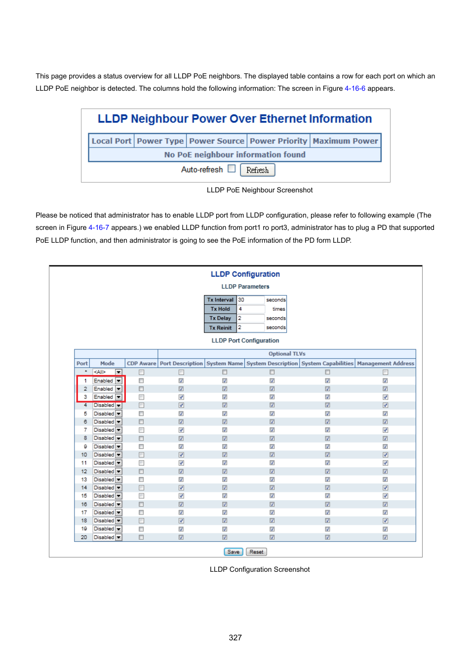 6 lldp poe neighbours | PLANET WGSW-20160HP User Manual | Page 327 / 555