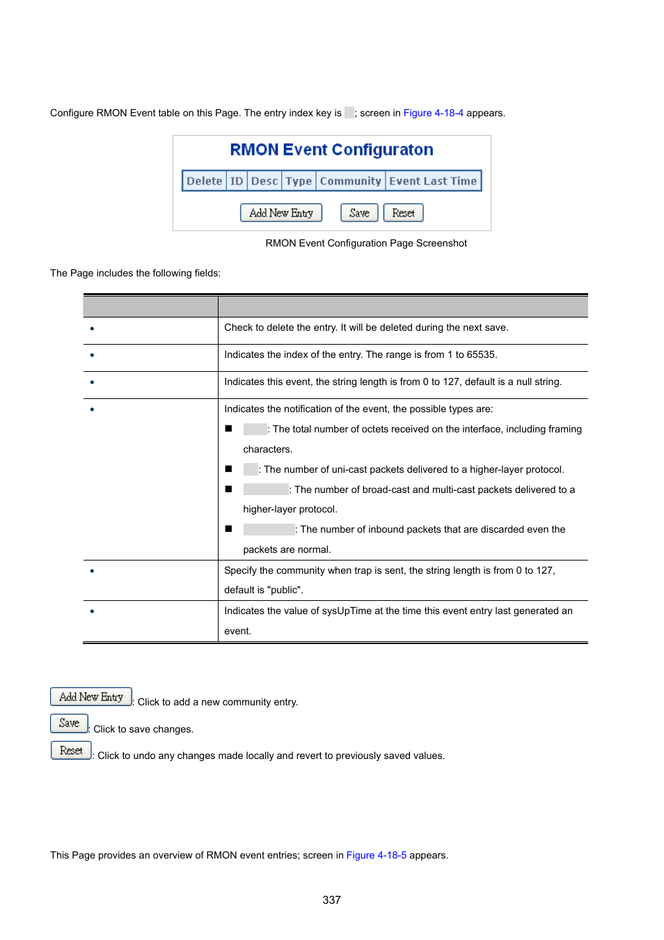 4 rmon event configuration, 5 rmon event detail | PLANET WGSW-20160HP User Manual | Page 337 / 555