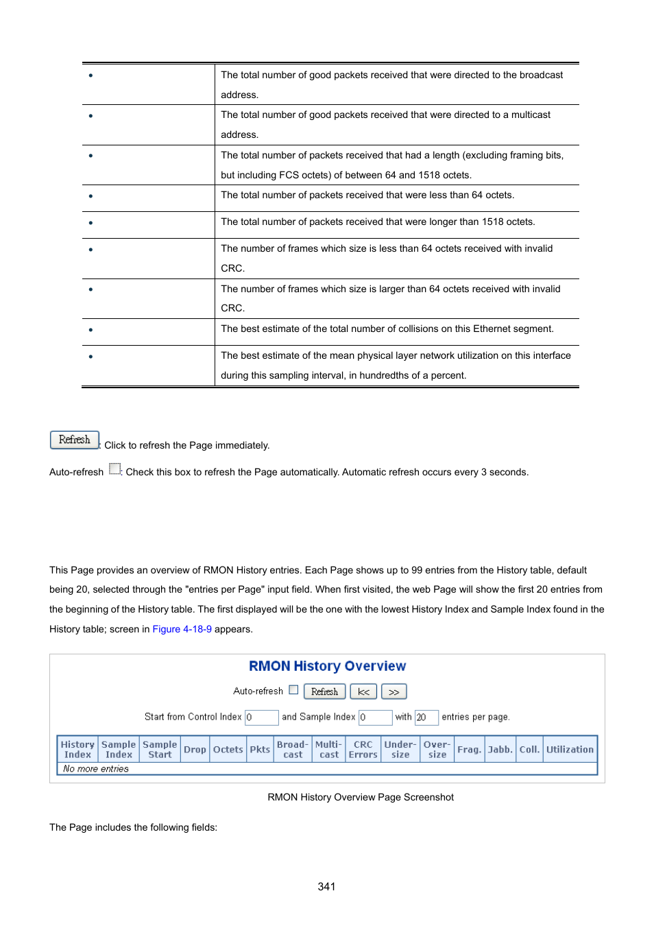 9 rmon history status | PLANET WGSW-20160HP User Manual | Page 341 / 555