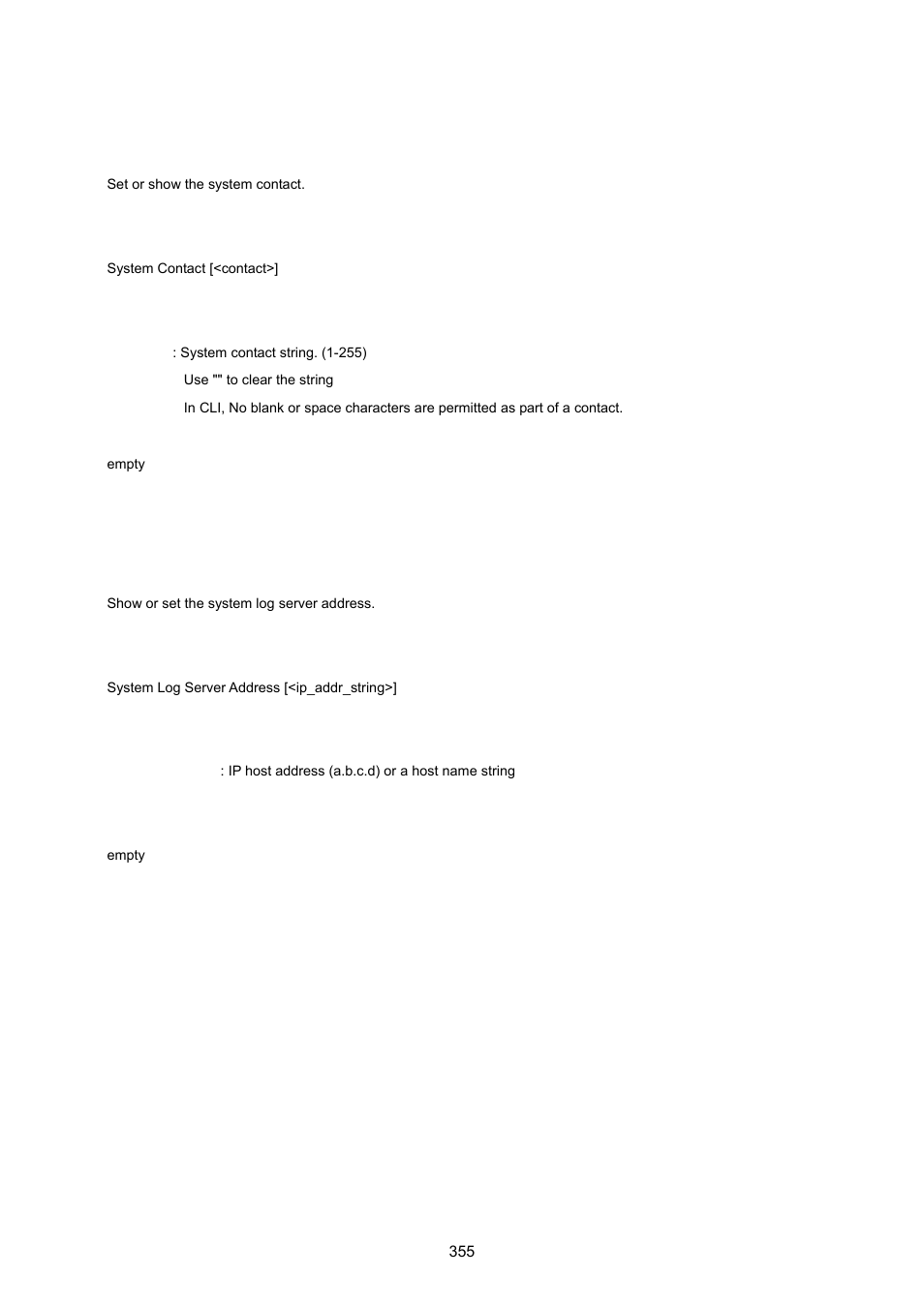 System contact, System log server address | PLANET WGSW-20160HP User Manual | Page 355 / 555