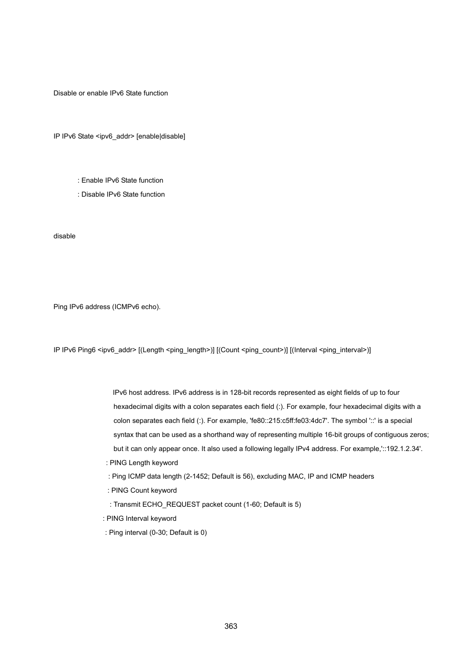 Ipv6 state, Ipv6 ping | PLANET WGSW-20160HP User Manual | Page 363 / 555