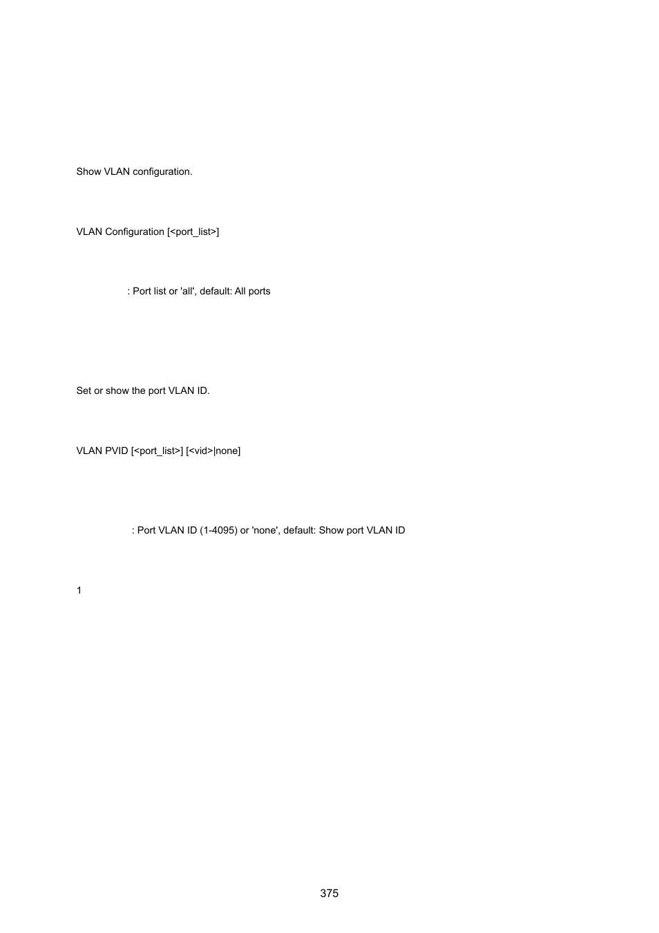 5 vlan configuration command, Vlan configuration, Vlav pvid | PLANET WGSW-20160HP User Manual | Page 375 / 555