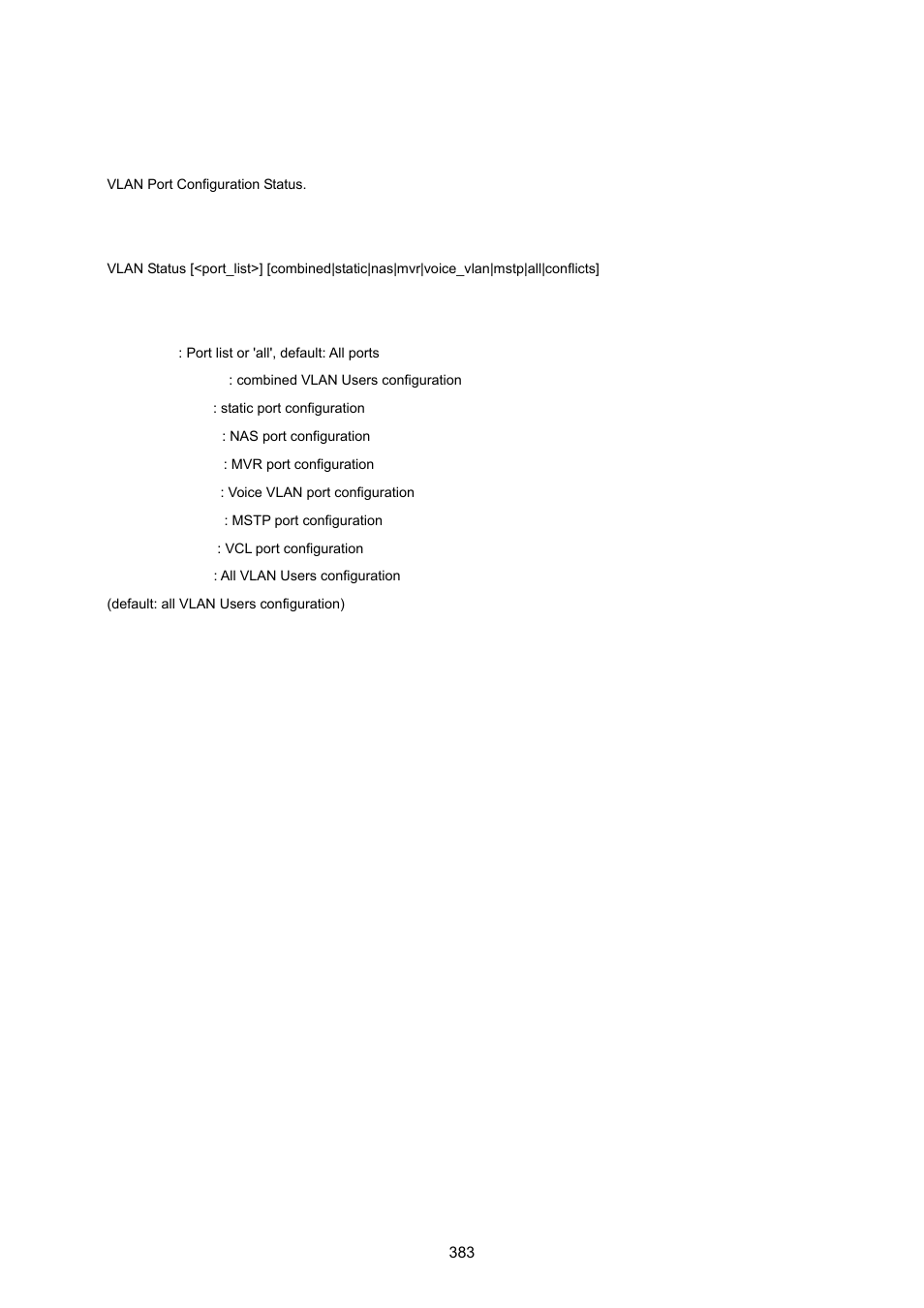 Vlan status | PLANET WGSW-20160HP User Manual | Page 383 / 555