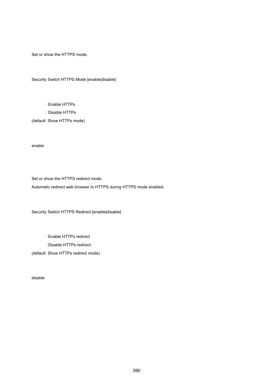 Security switch https mode, Security switch https redirect | PLANET WGSW-20160HP User Manual | Page 390 / 555