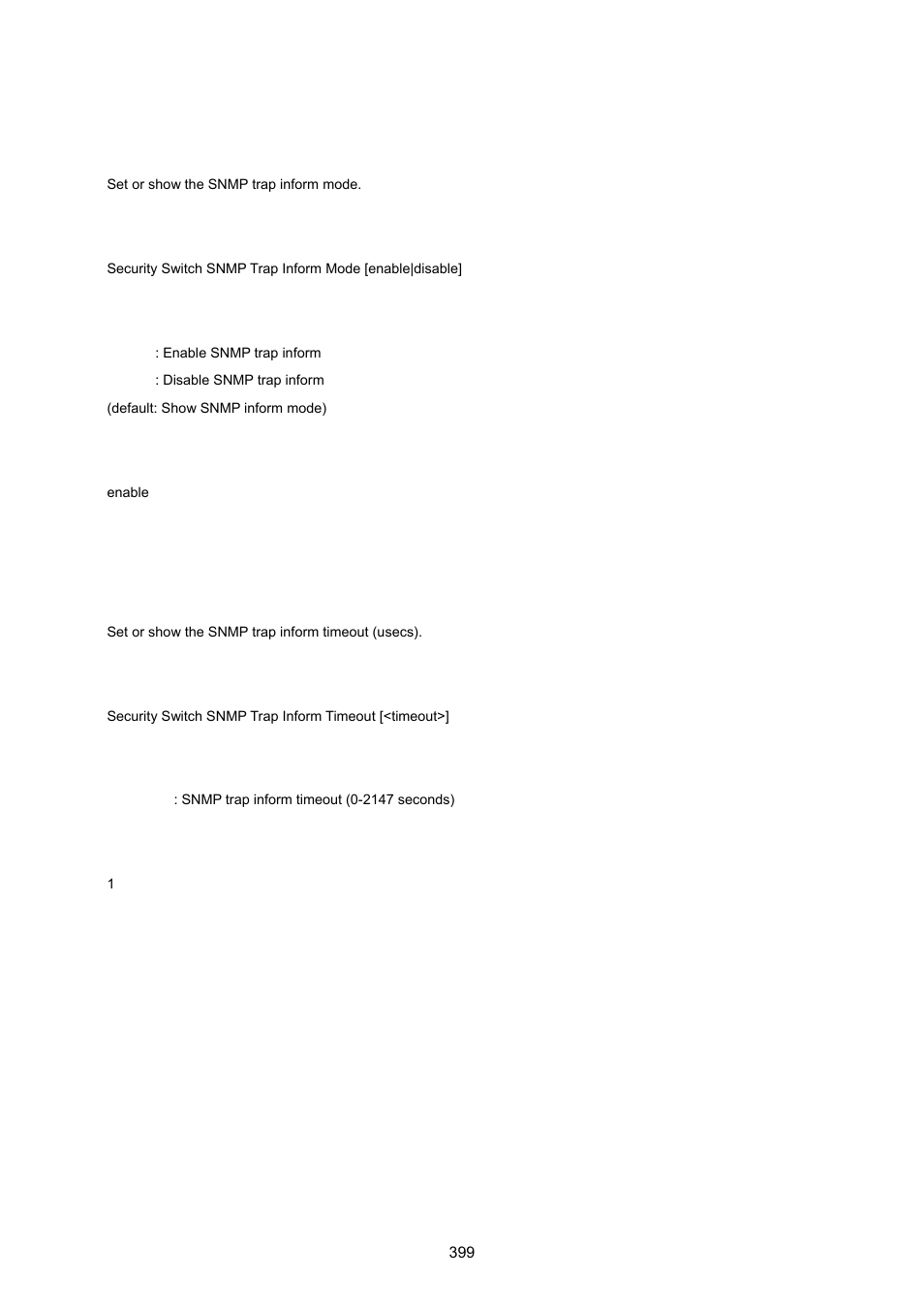 Security switch snmp trap inform mode, Security switch snmp trap inform timeout | PLANET WGSW-20160HP User Manual | Page 399 / 555