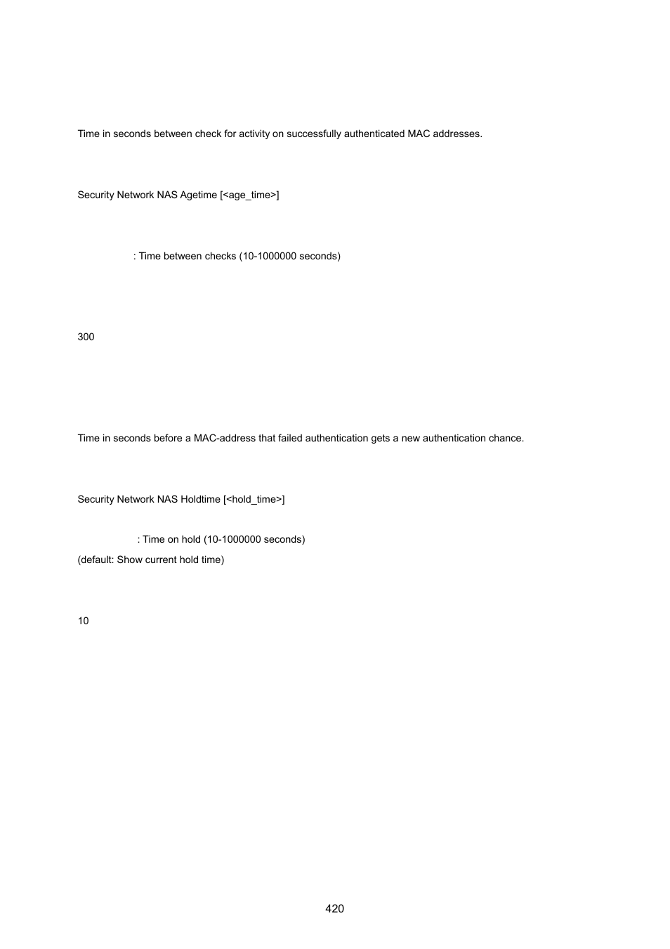 Security network nas agetime, Security network nas holdtime | PLANET WGSW-20160HP User Manual | Page 420 / 555