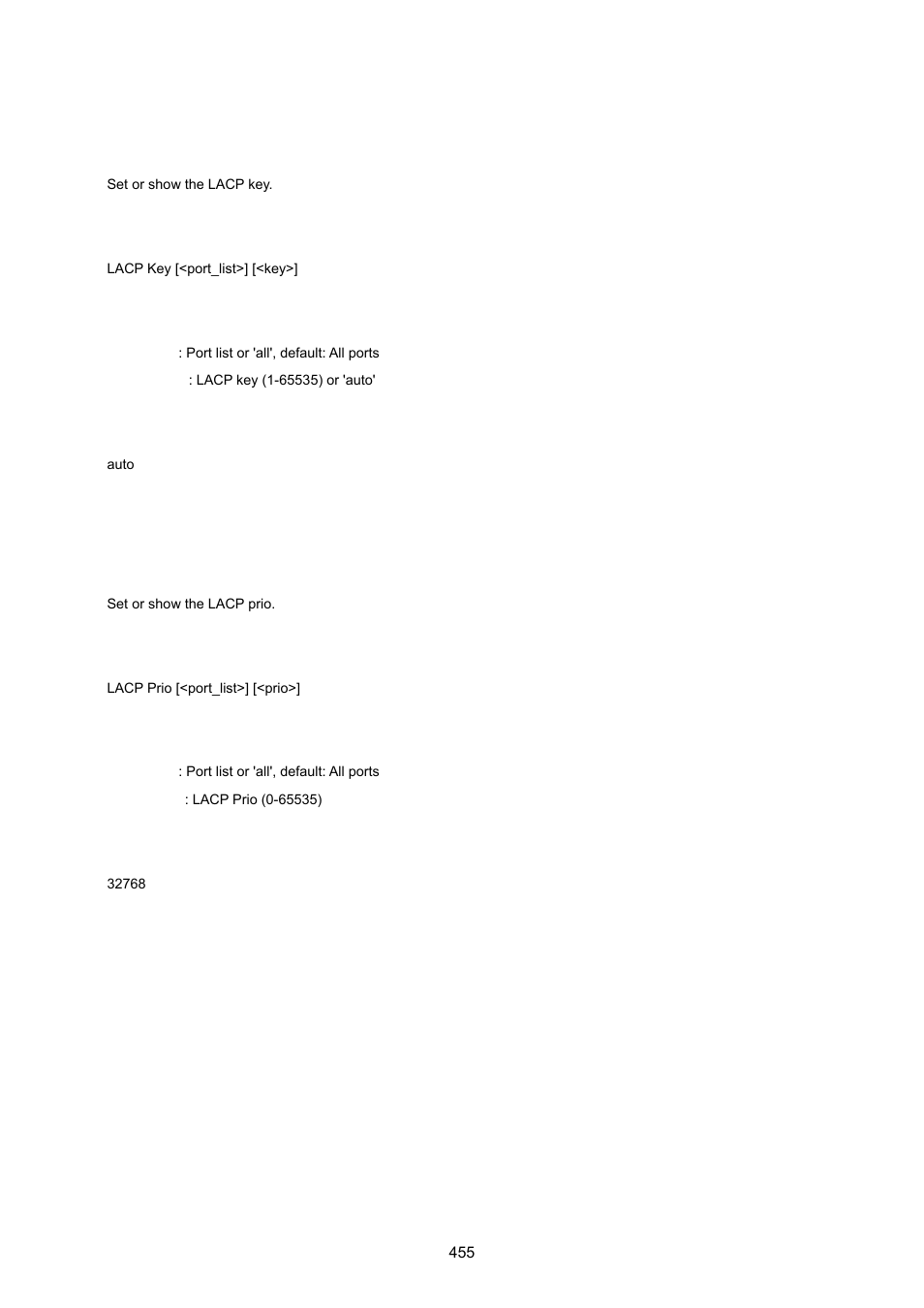 Lacp key, Lacp priority | PLANET WGSW-20160HP User Manual | Page 455 / 555