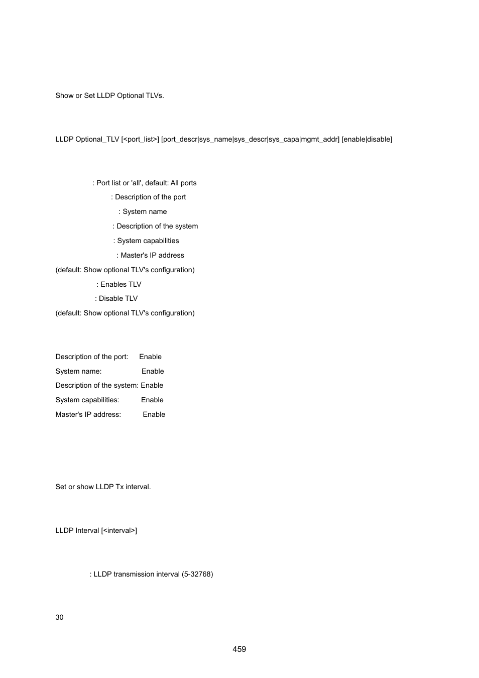 Lldp optional tlv, Lldp interval | PLANET WGSW-20160HP User Manual | Page 459 / 555