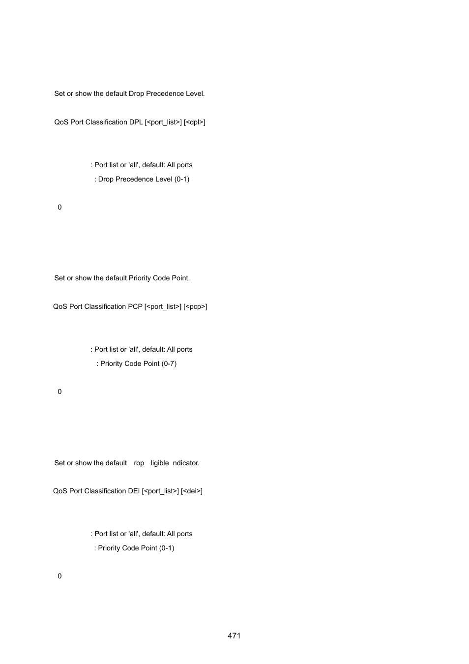 Qos port classification dpl, Qos port classification pcp, Qos port classification dei | PLANET WGSW-20160HP User Manual | Page 471 / 555