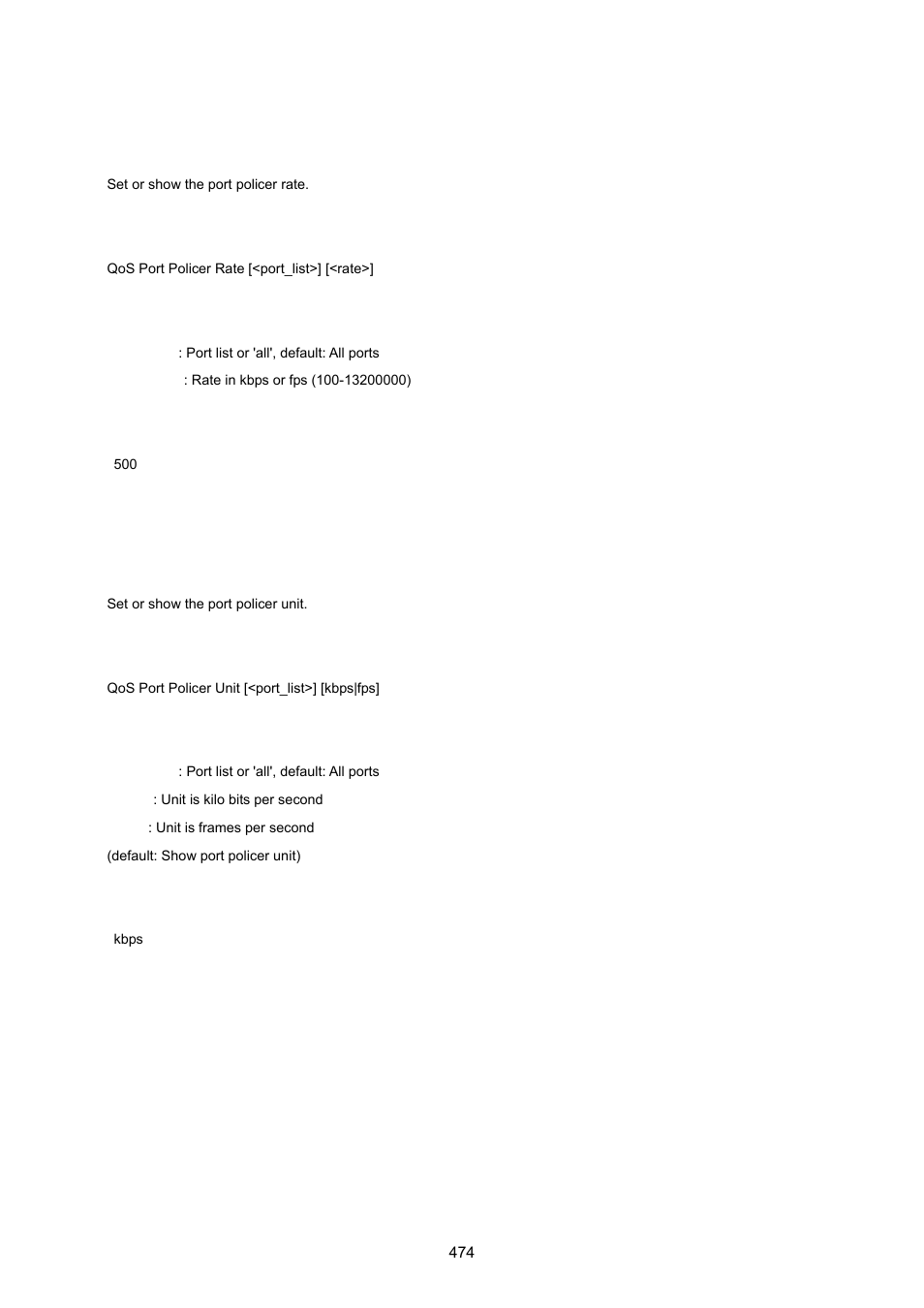 Qos port policer rate, Qos port policer unit | PLANET WGSW-20160HP User Manual | Page 474 / 555