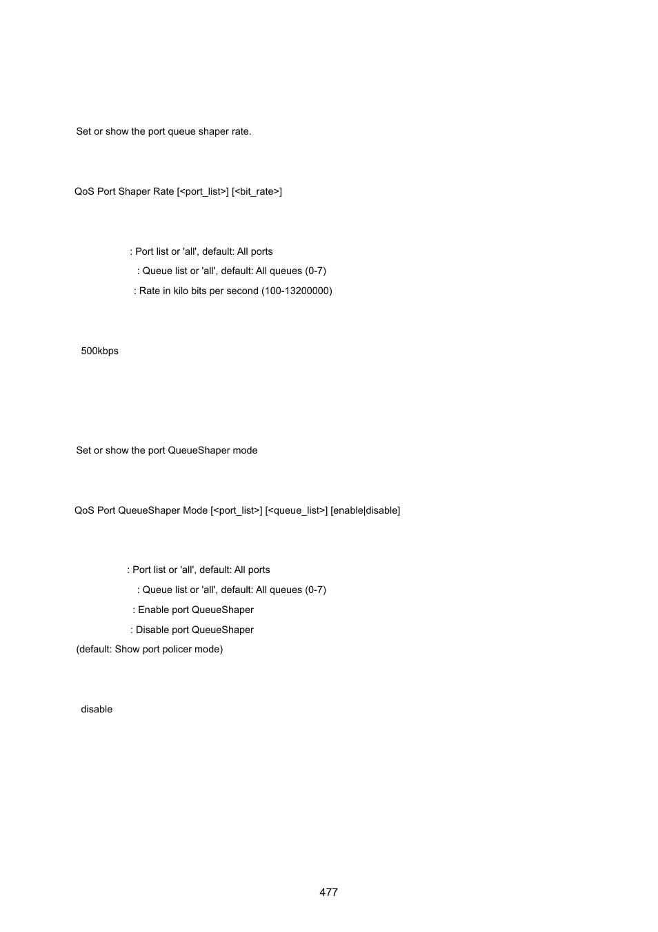 Qos port shaper rate, Qos port queueshaper mode | PLANET WGSW-20160HP User Manual | Page 477 / 555