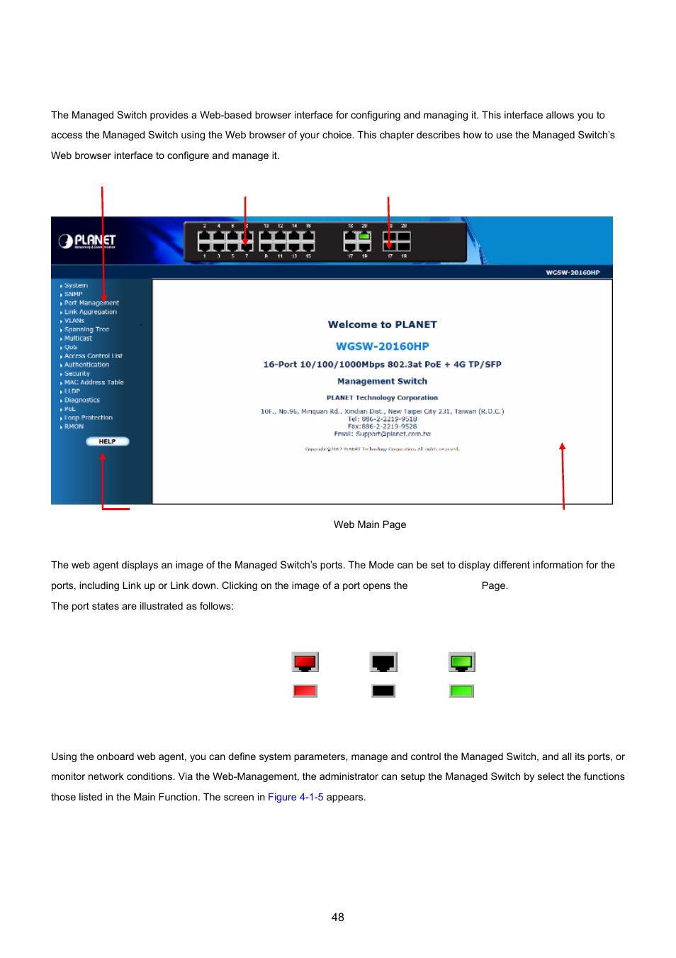1 main web page | PLANET WGSW-20160HP User Manual | Page 48 / 555