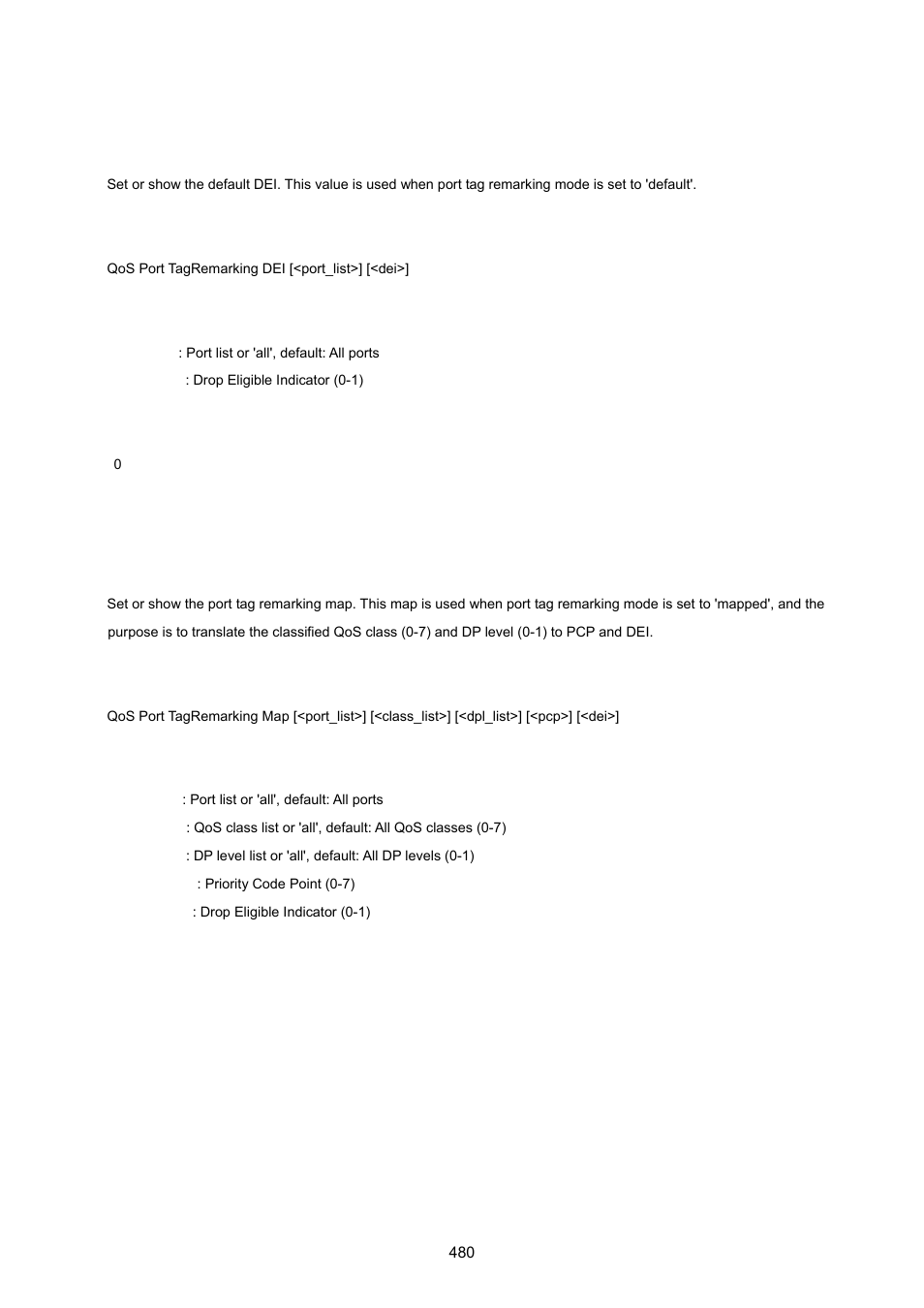 Qos port tagremarking dei, Qos port tagremarking map | PLANET WGSW-20160HP User Manual | Page 480 / 555