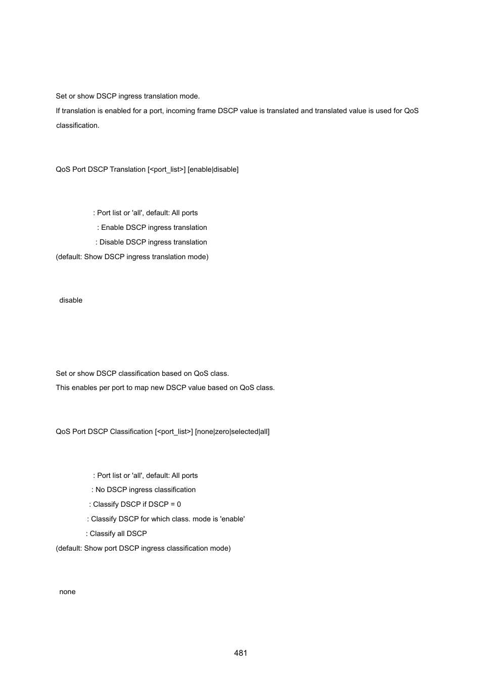 Qos port dscp translation, Qos port dscp classification | PLANET WGSW-20160HP User Manual | Page 481 / 555