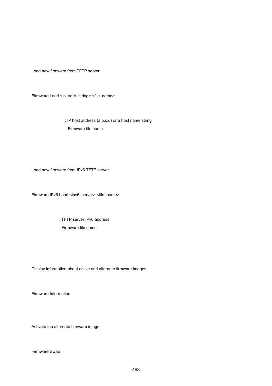 17 firmware command, Firmware load, Firmware ipv6 load | Firmware information, Firmware swap | PLANET WGSW-20160HP User Manual | Page 493 / 555
