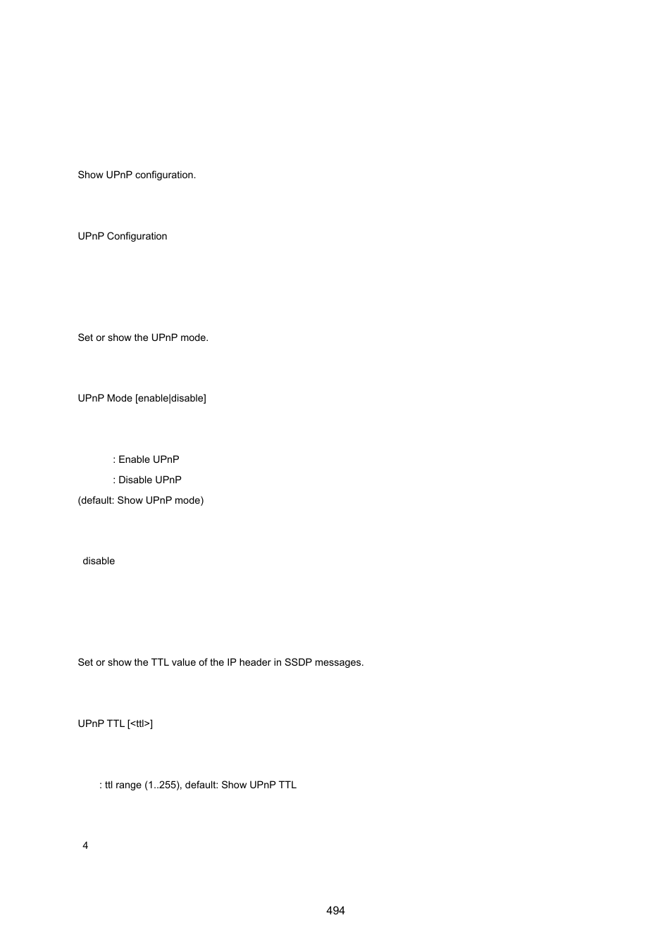 18 upnp command, Upnp configuration, Upnp mode | Upnp ttl | PLANET WGSW-20160HP User Manual | Page 494 / 555
