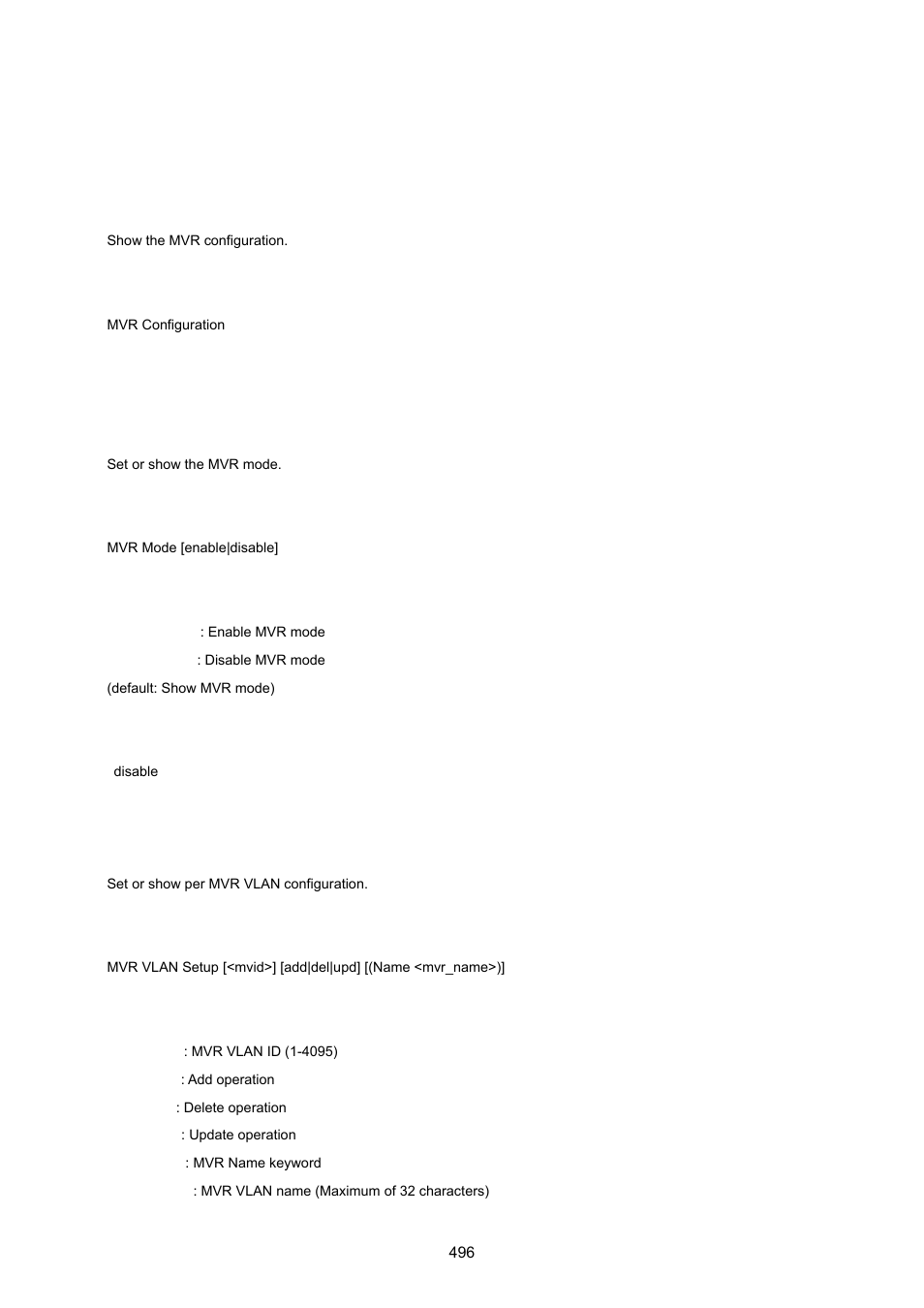 19 mvr command, Mvr configuration, Mvr mode | Mvr vlan setup | PLANET WGSW-20160HP User Manual | Page 496 / 555