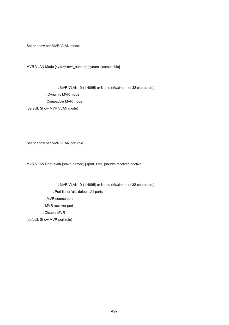Mvr vlan mode, Mvr vlan port | PLANET WGSW-20160HP User Manual | Page 497 / 555