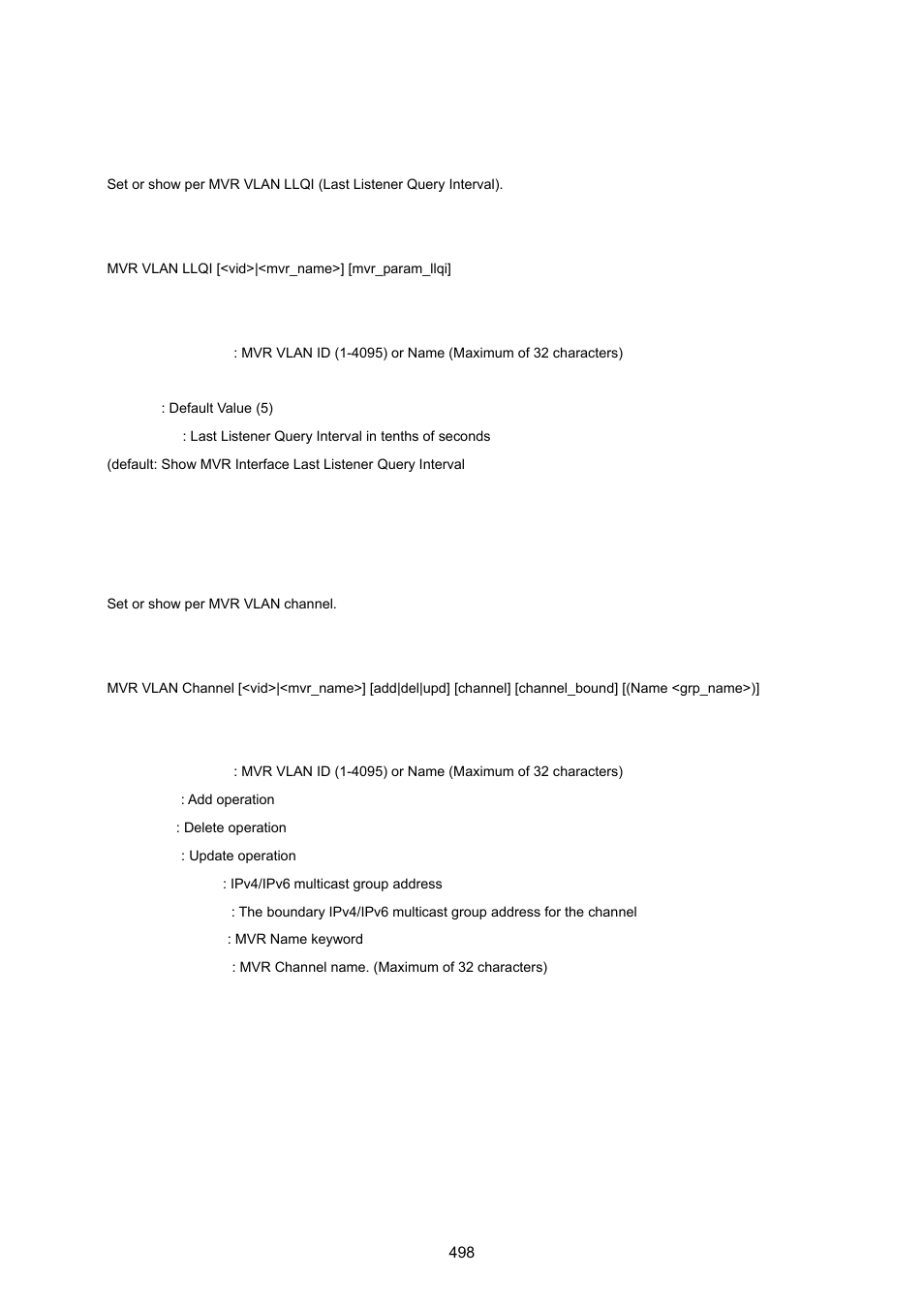 Mvr vlan llqi, Mvr vlan channel | PLANET WGSW-20160HP User Manual | Page 498 / 555