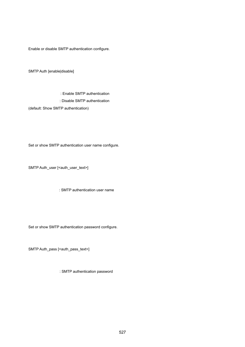 Smtp auth, Smtp auth_user, Smtp auth_pass | PLANET WGSW-20160HP User Manual | Page 527 / 555