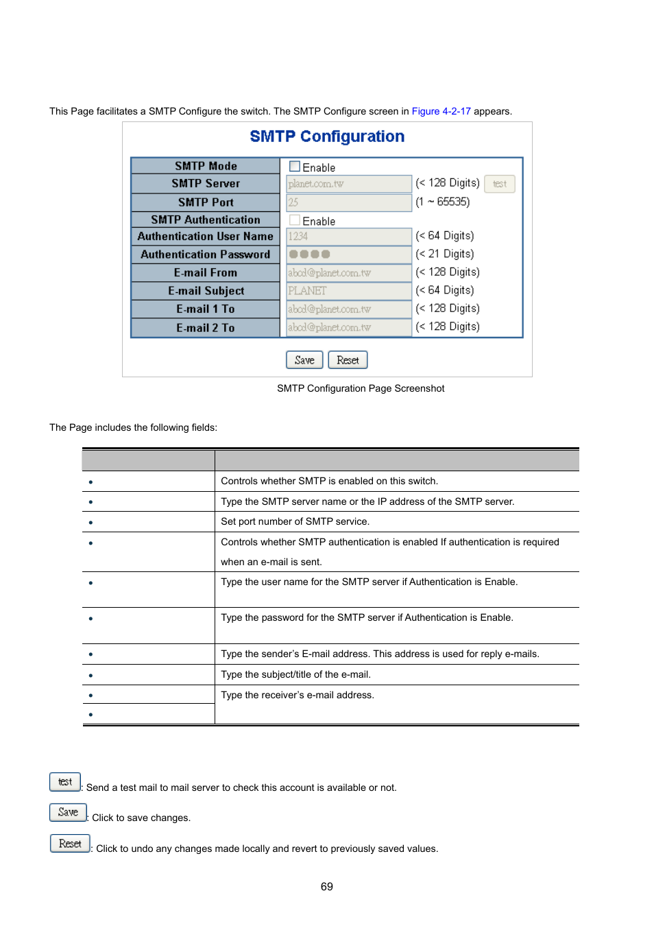 14 smtp configuration | PLANET WGSW-20160HP User Manual | Page 69 / 555