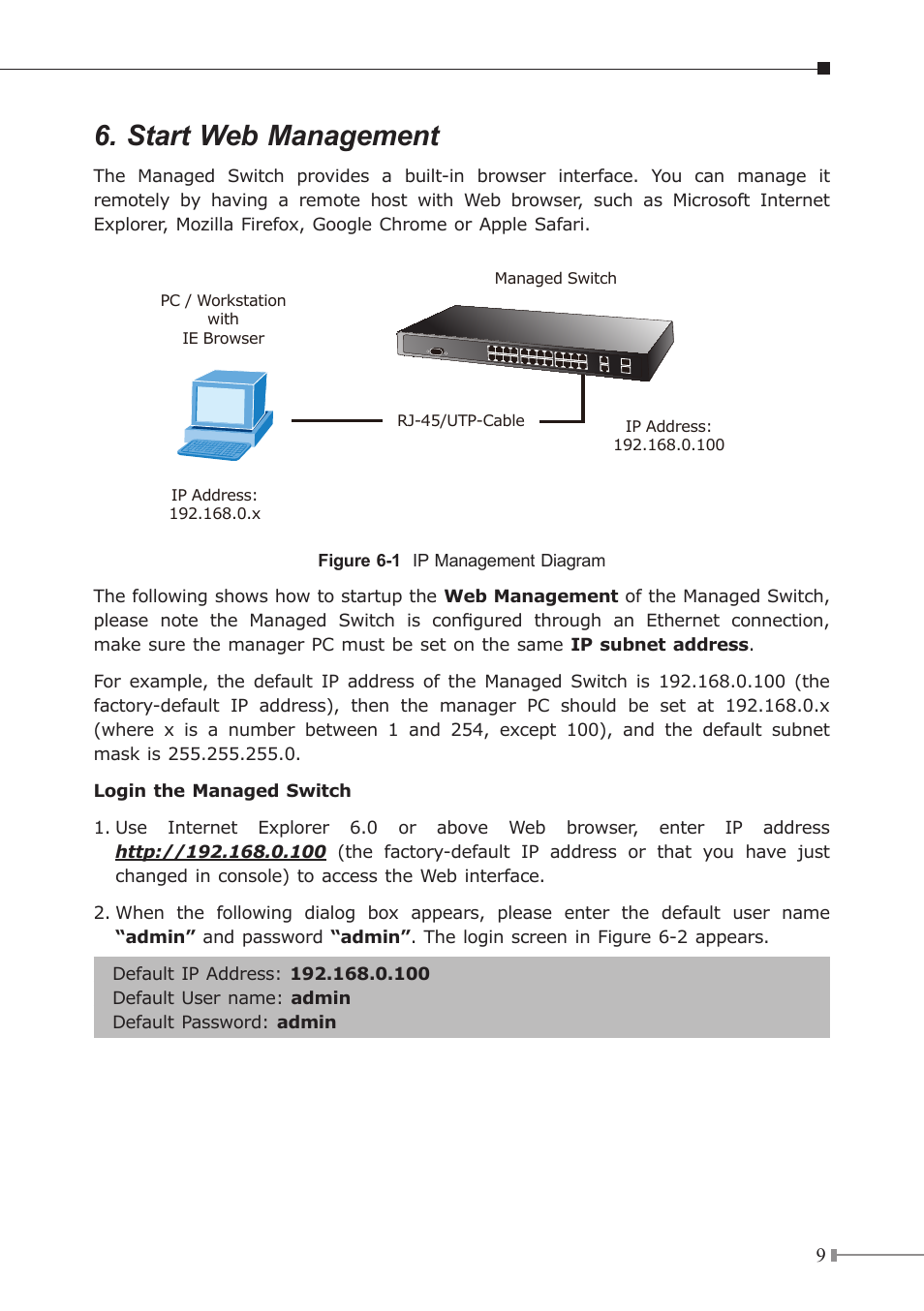 Start web management | PLANET WGSW-2620HP User Manual | Page 9 / 12