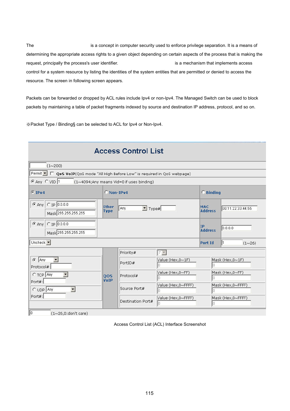 11 access control list | PLANET WGSW-2620HP User Manual | Page 115 / 211