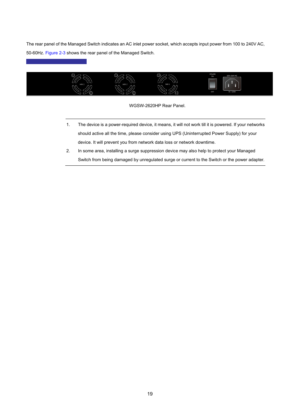 3 switch rear panel | PLANET WGSW-2620HP User Manual | Page 19 / 211