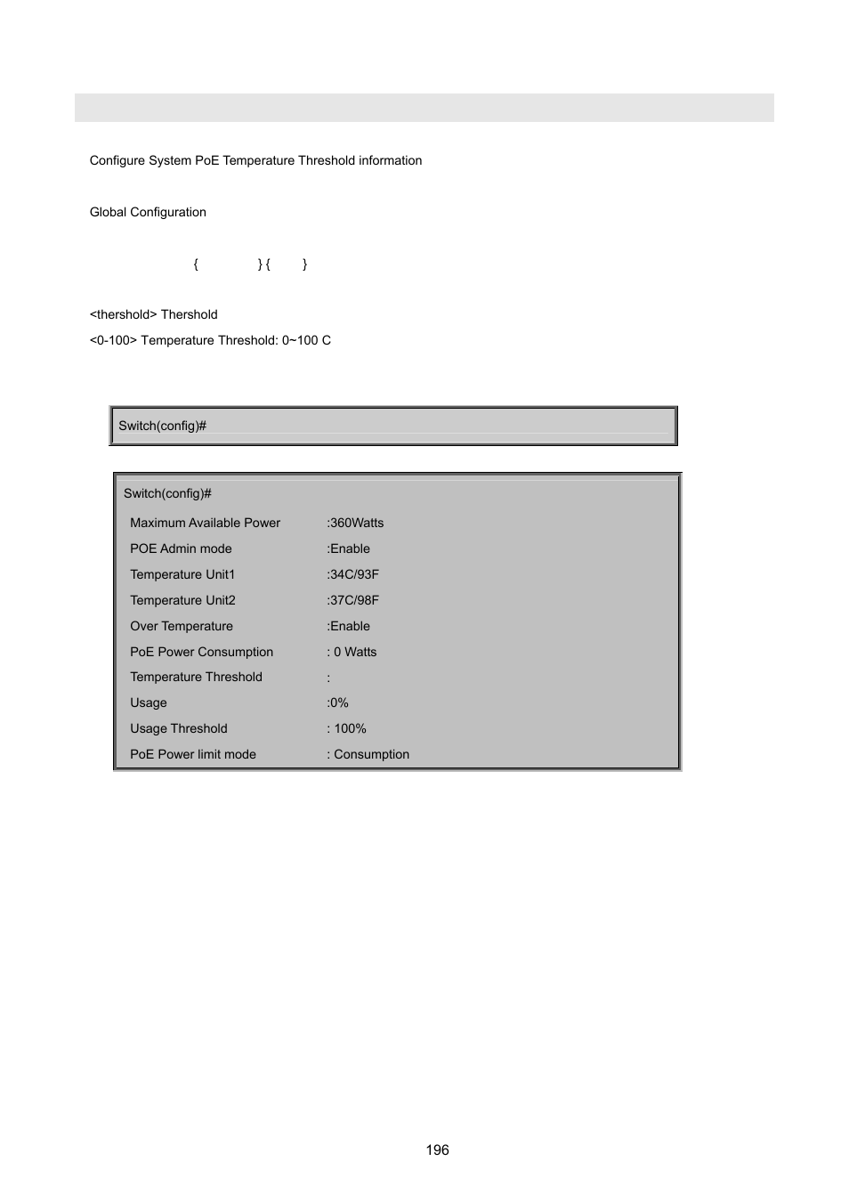 Poe temperature | PLANET WGSW-2620HP User Manual | Page 196 / 211