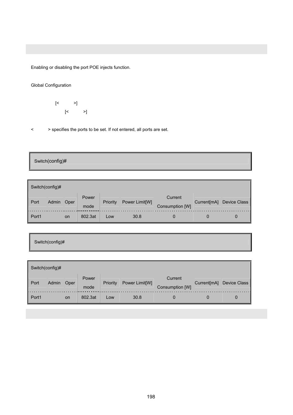 4 configure poe -- port, Poe enable | PLANET WGSW-2620HP User Manual | Page 198 / 211