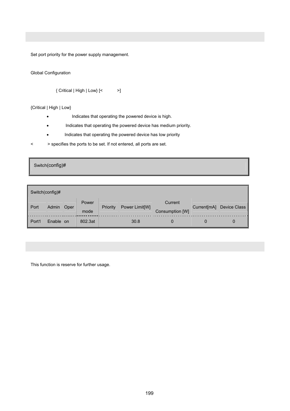 Poe priority, Poe maximum-power | PLANET WGSW-2620HP User Manual | Page 199 / 211