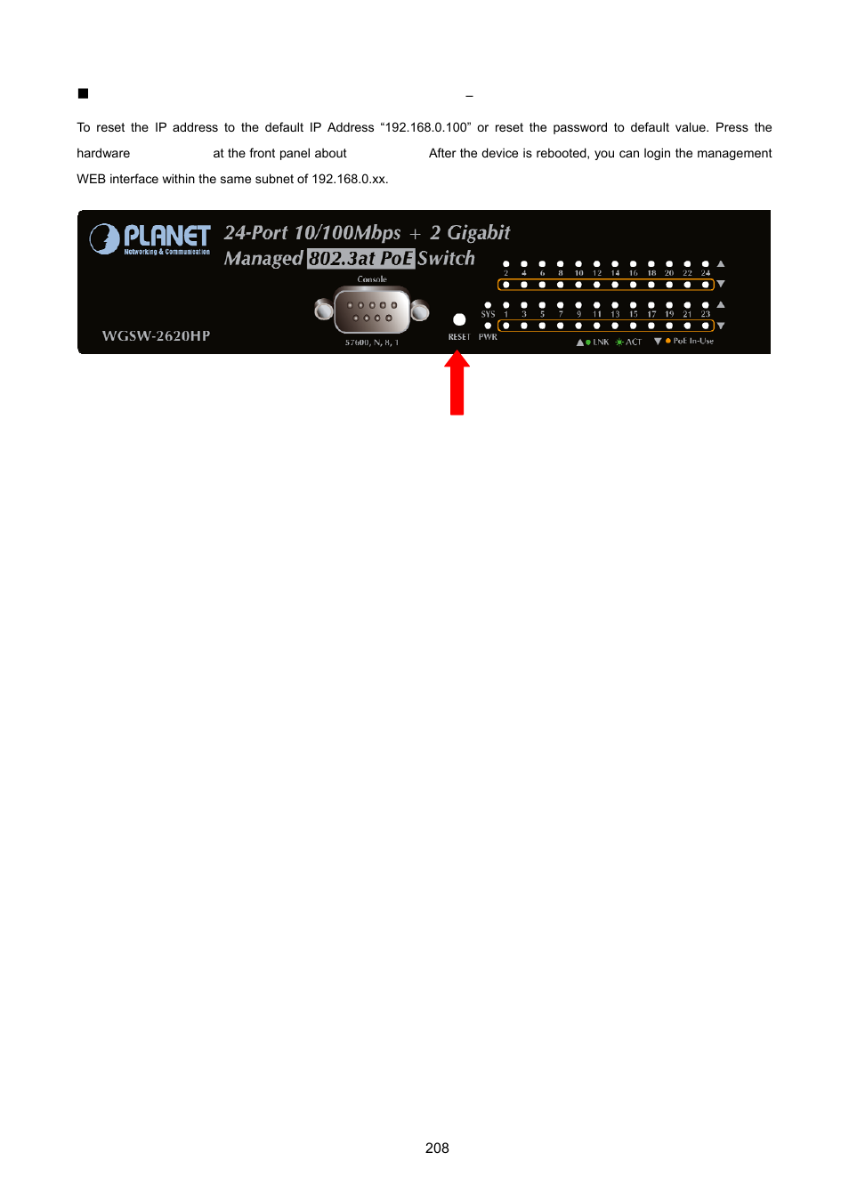 PLANET WGSW-2620HP User Manual | Page 208 / 211