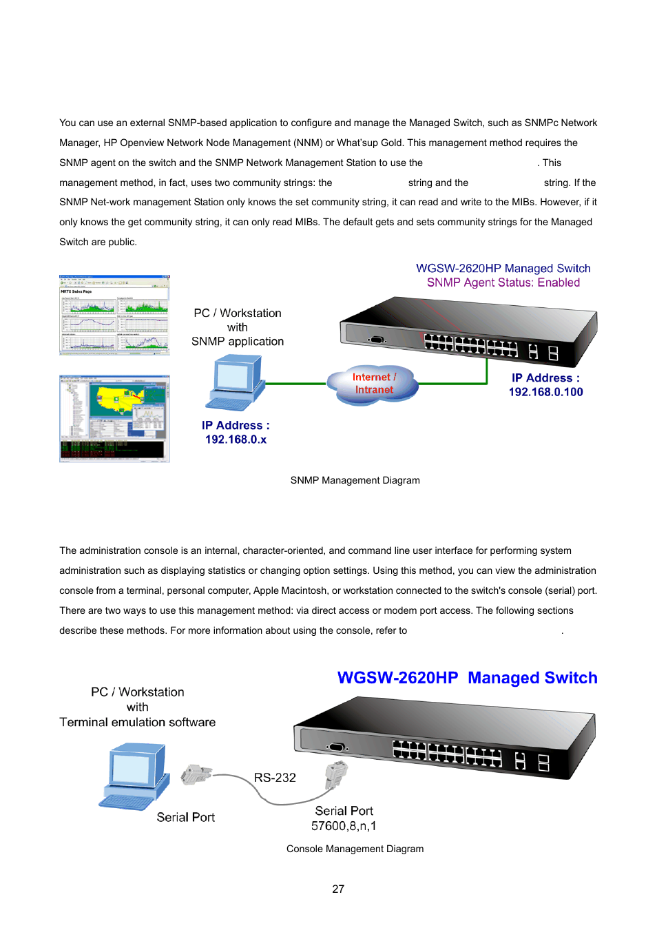 4 snmp-based network management, 5 administration console | PLANET WGSW-2620HP User Manual | Page 27 / 211