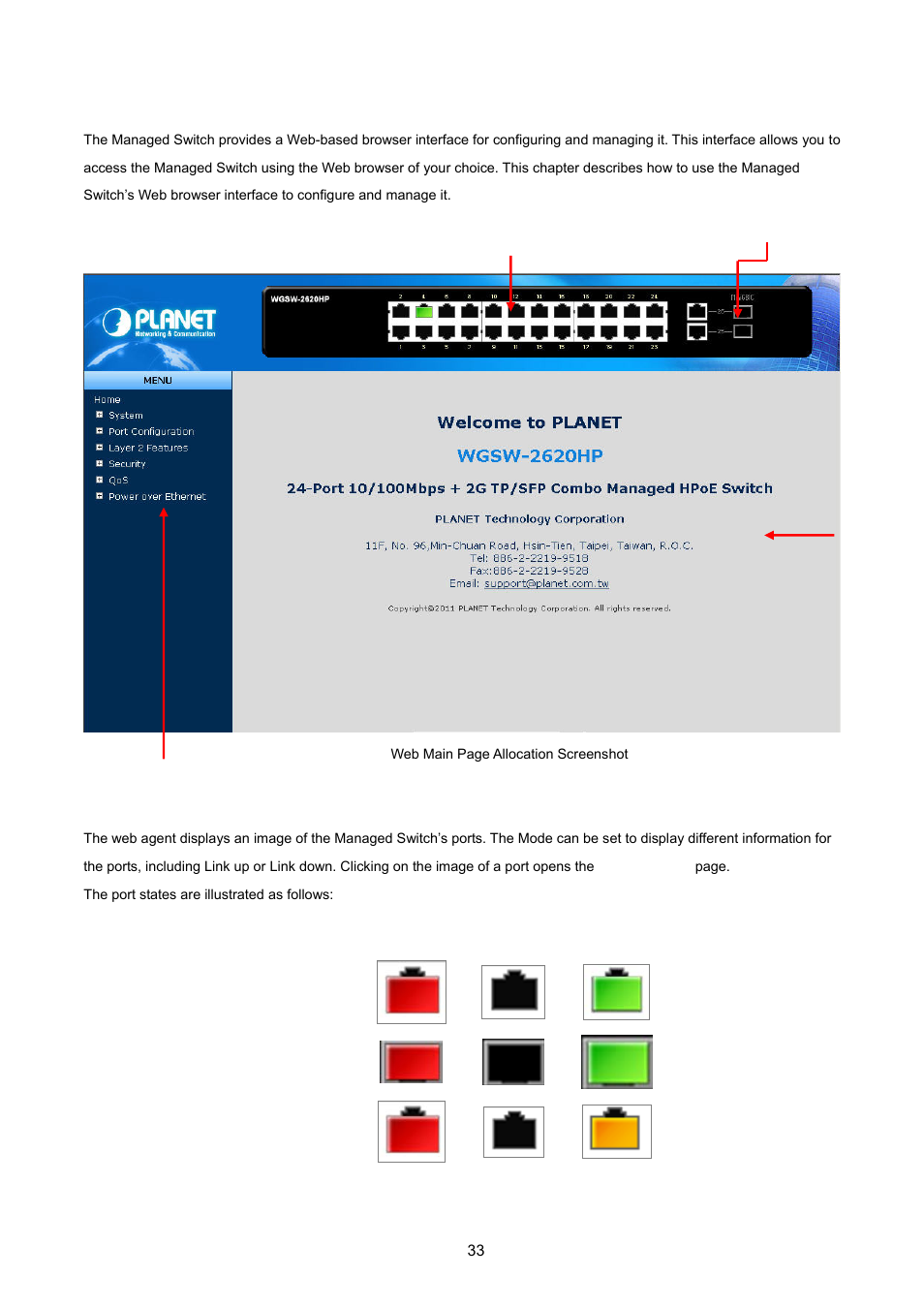 3 main web page | PLANET WGSW-2620HP User Manual | Page 33 / 211