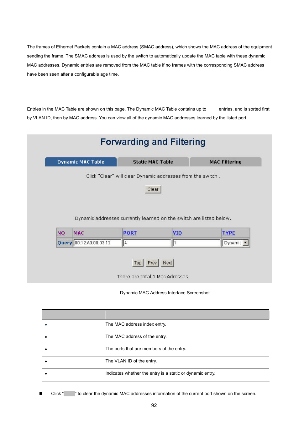 6 forwarding and filtering, 1 dynamic mac table | PLANET WGSW-2620HP User Manual | Page 92 / 211