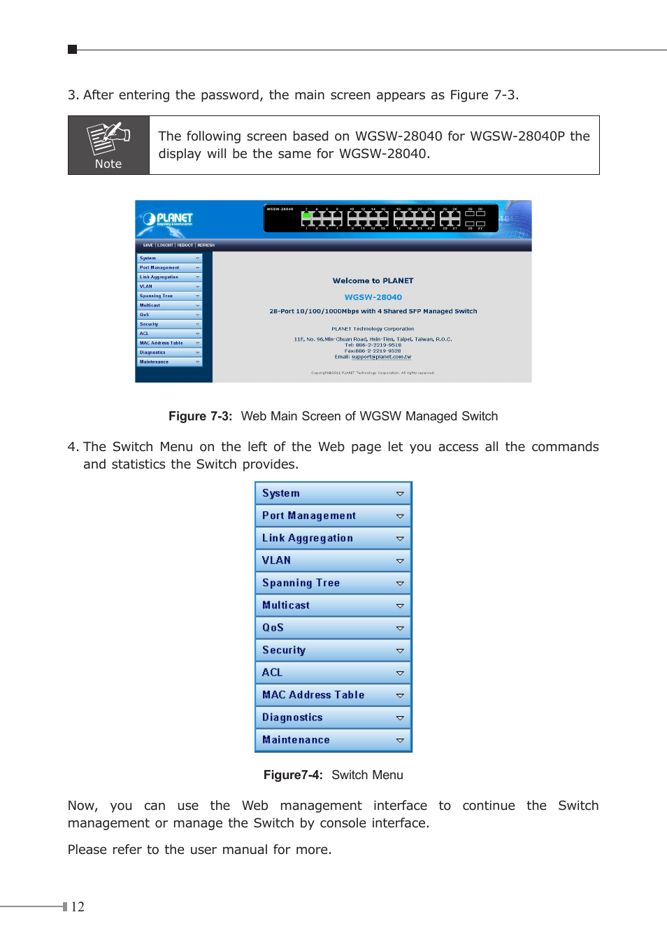 PLANET WGSW-28040 User Manual | Page 12 / 16