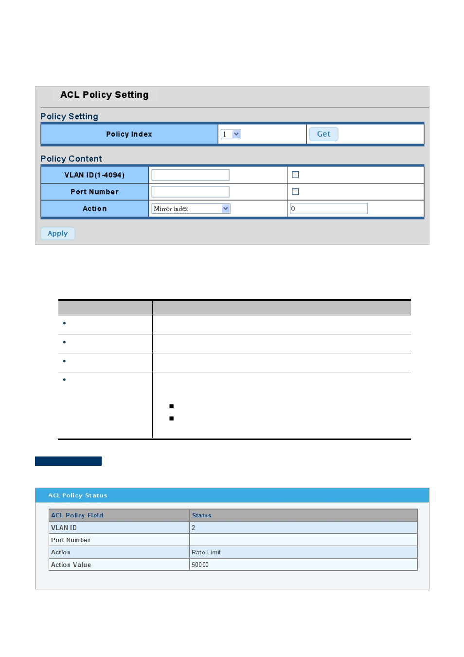8 acl policy setting | PLANET WGSW-28040P User Manual | Page 202 / 324