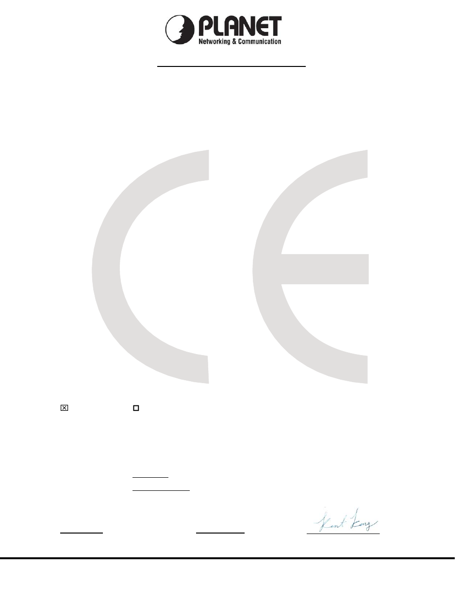 Ec declaration of conformity, Planet technology corporation | PLANET WGSW-28040P User Manual | Page 323 / 324