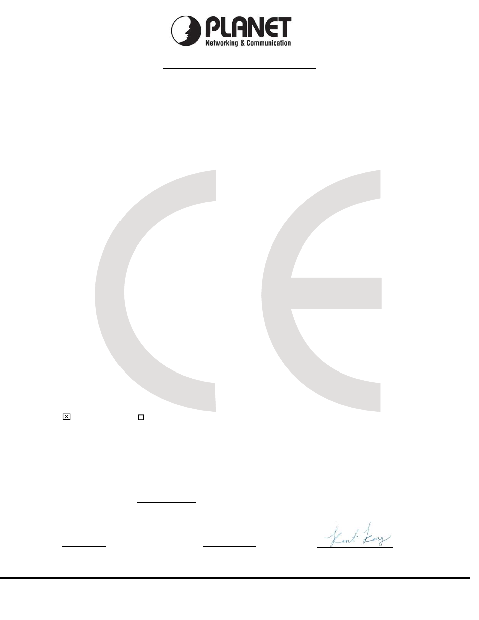 Planet technology corporation, Ec declaration of conformity | PLANET WGSW-28040P User Manual | Page 324 / 324