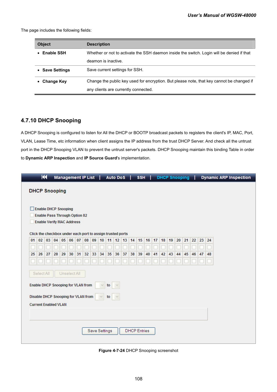 10 dhcp snooping | PLANET WGSW-48000 User Manual | Page 108 / 293