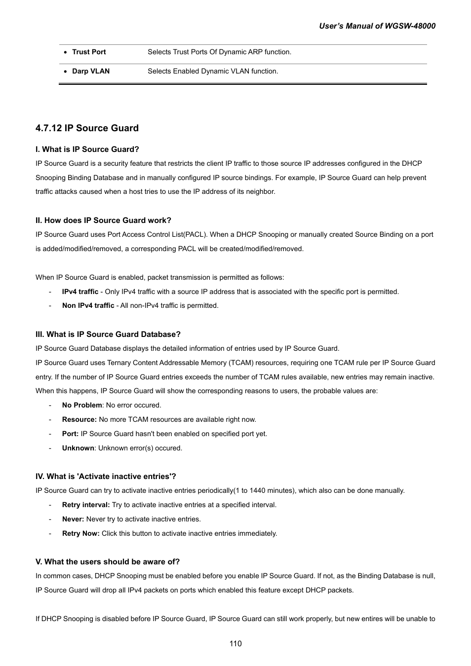 12 ip source guard | PLANET WGSW-48000 User Manual | Page 110 / 293