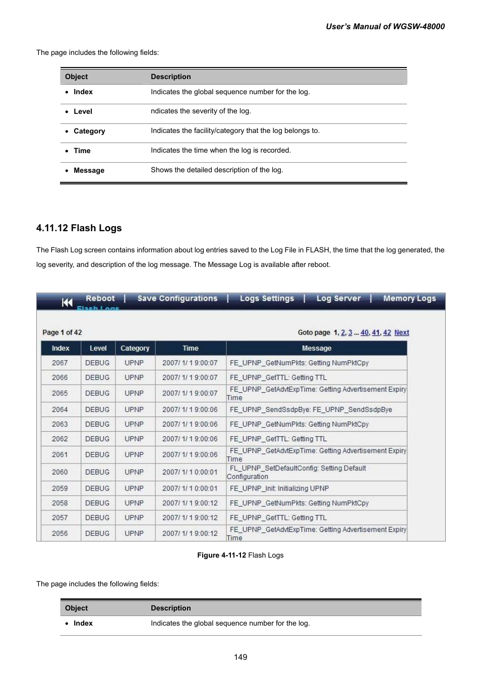12 flash logs | PLANET WGSW-48000 User Manual | Page 149 / 293