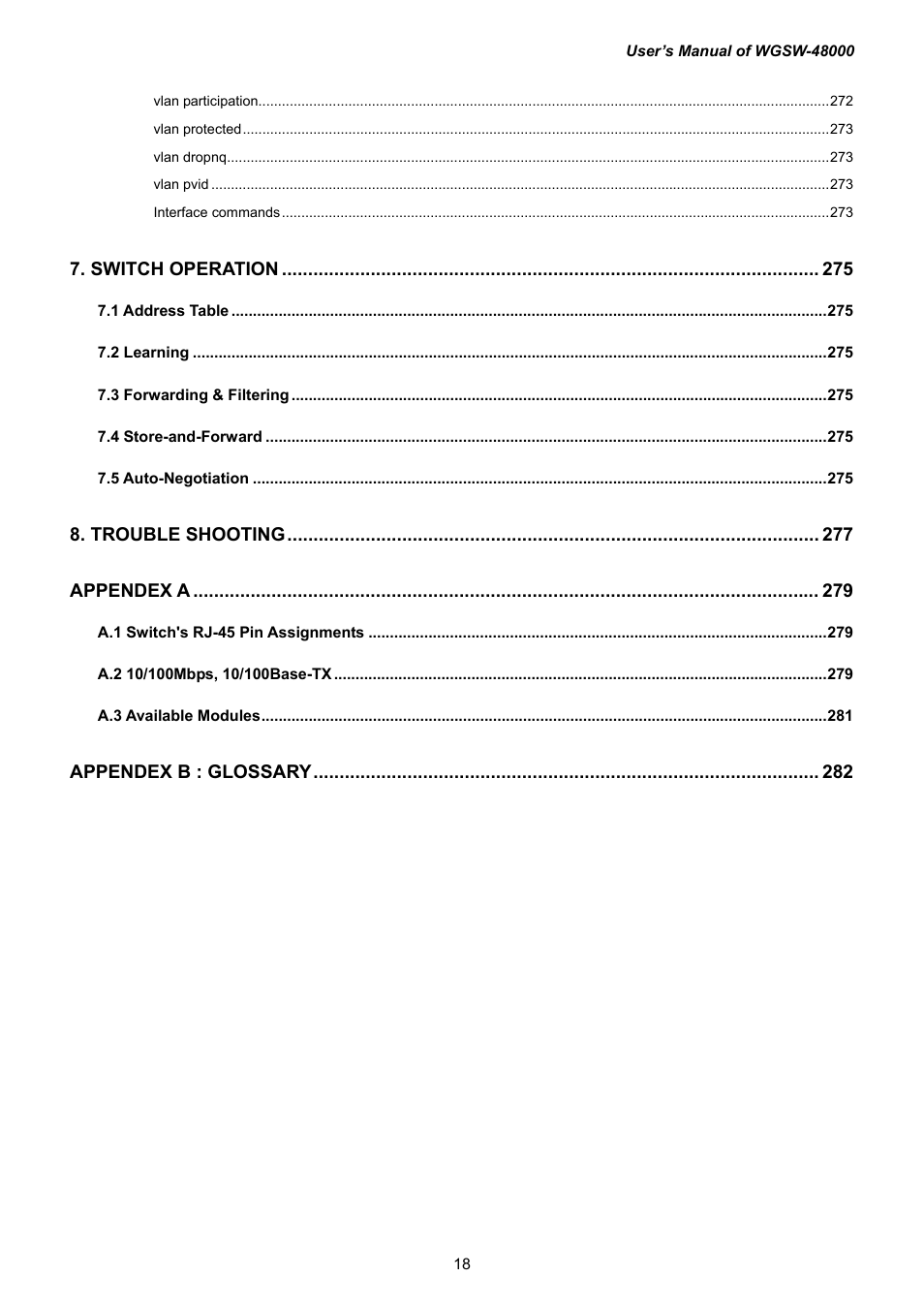 PLANET WGSW-48000 User Manual | Page 18 / 293
