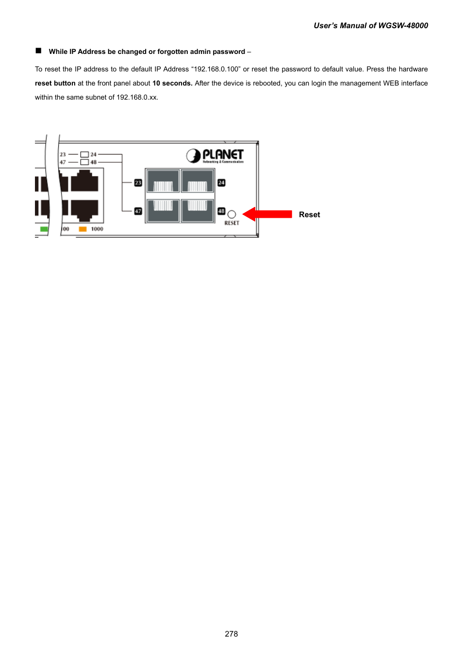 PLANET WGSW-48000 User Manual | Page 278 / 293