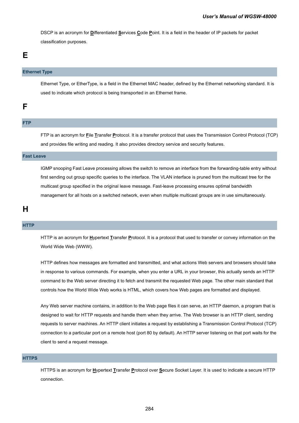 PLANET WGSW-48000 User Manual | Page 284 / 293
